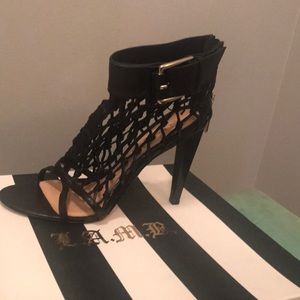 L.A.M.B. Black net lace heels